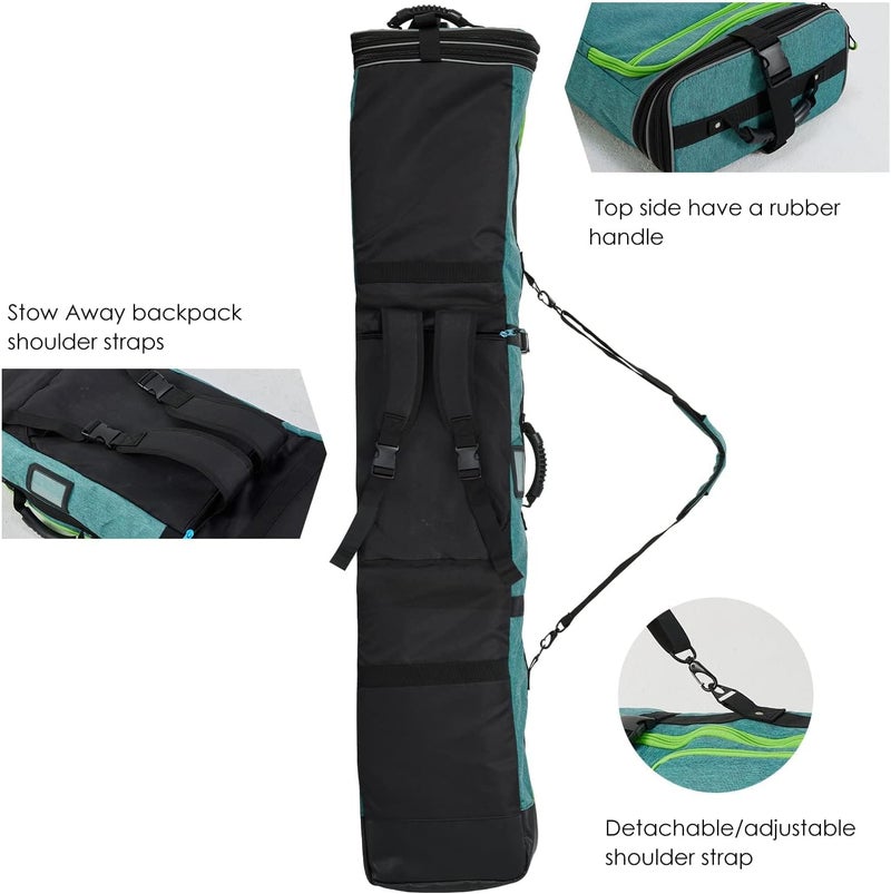 XCMAN Padded Snowboard Bag Expandable Snowboard Bag for Air Travel Adjustable Ski Bag Length 63-75In - Image 2